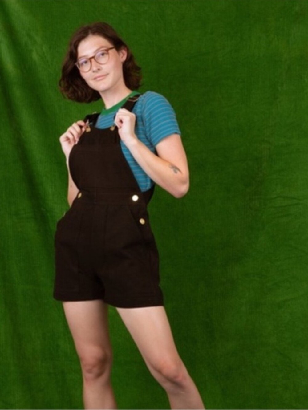 BIG BUD PRESS  BLACK DENIM SHORTALLS SMALL